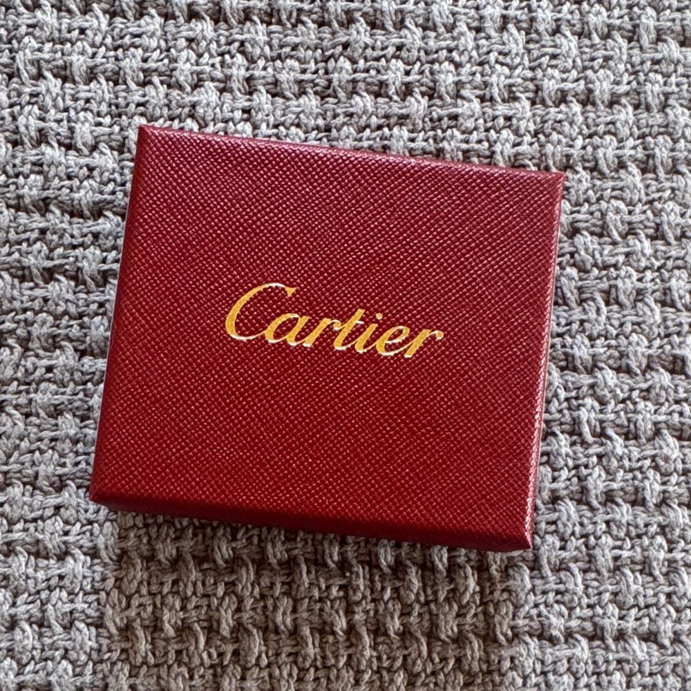 Cartier Burgundy key chain Box with Gold Logo small pouch included